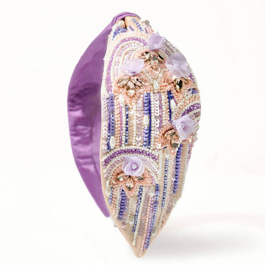 Fita de cabelo Viola com nó e detalhes decorativos