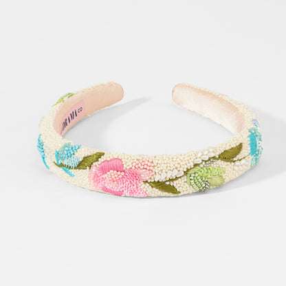 Fita de cabelo com missangas para a primavera