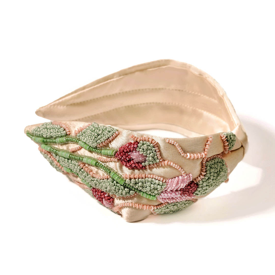Tulip Embroidered Knotted Headband