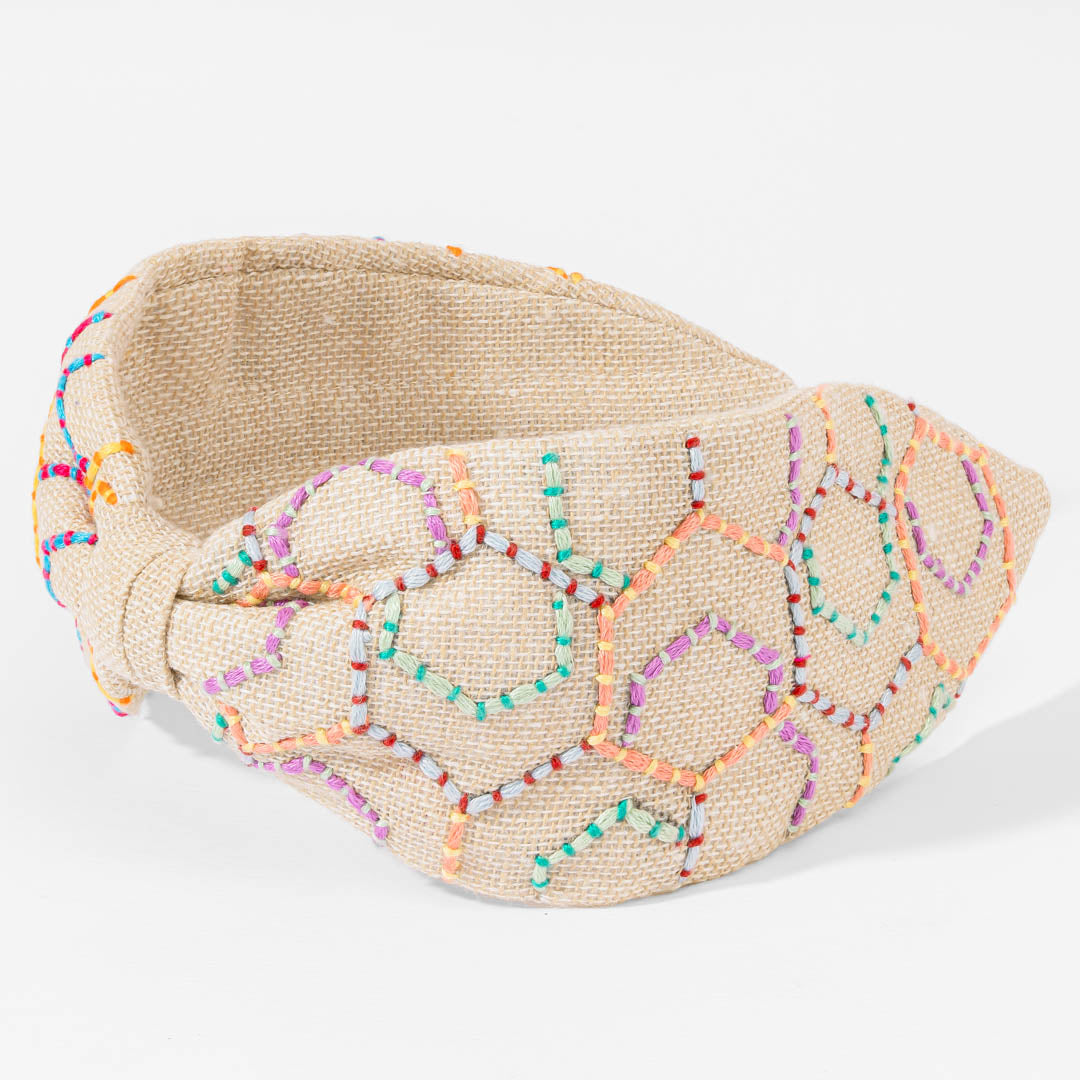 Faixa de cabeça sextavada em juta com nó