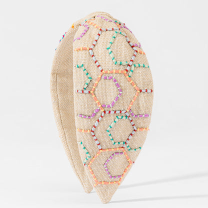 Faixa de cabeça sextavada em juta com nó