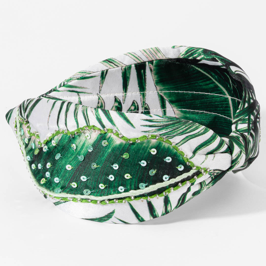 Fita de cabeça com nó de folha de palmeira