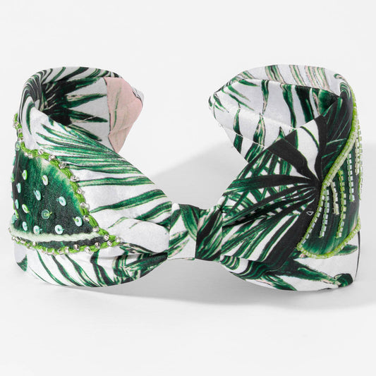 Fita de cabeça com nó de folha de palmeira