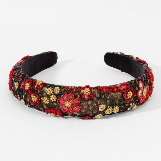 Fita de cabeça bordada Regal Noir