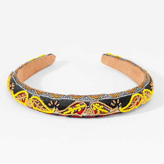 Tiara de contas com estampado paisley