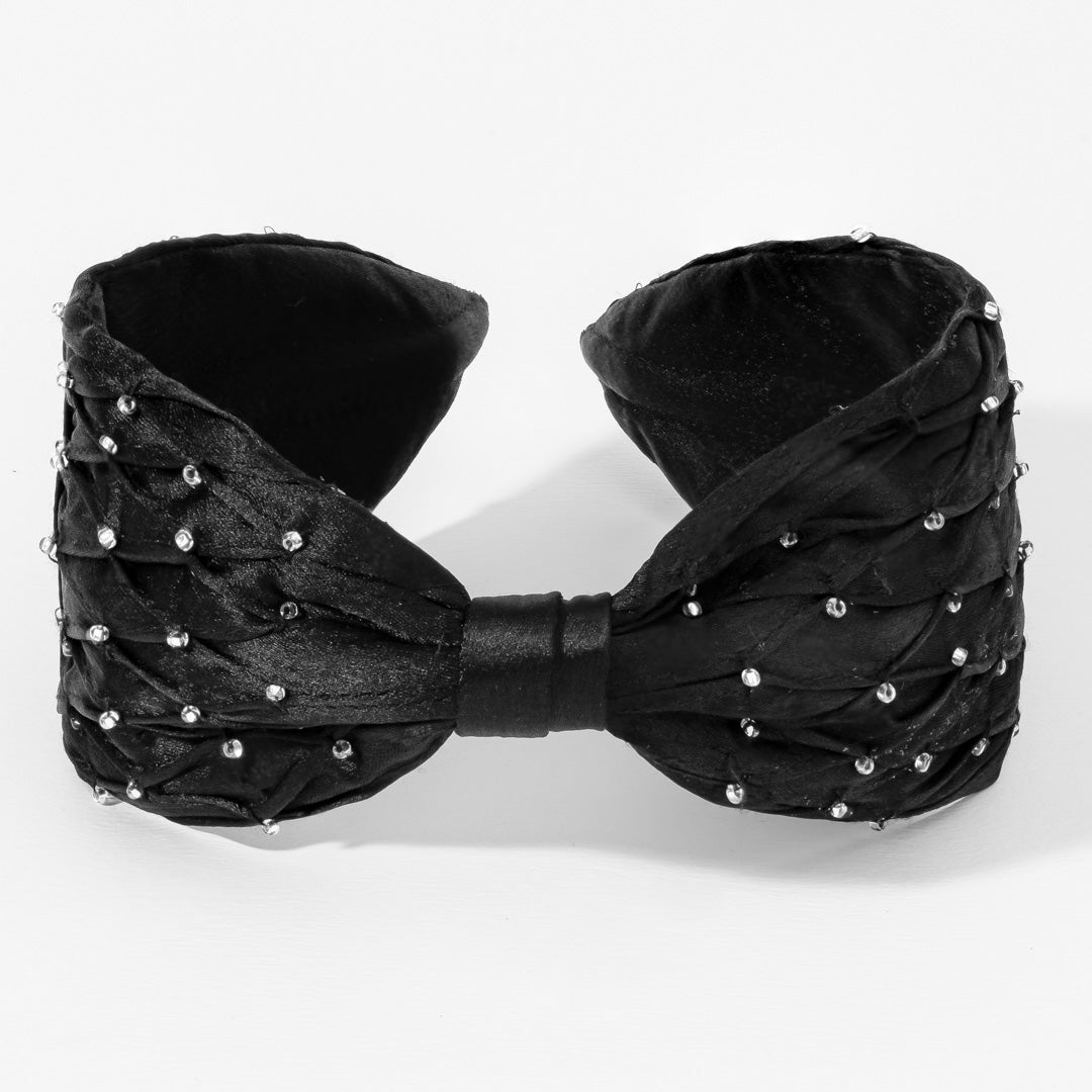 Pearl Knotted Headband - Black