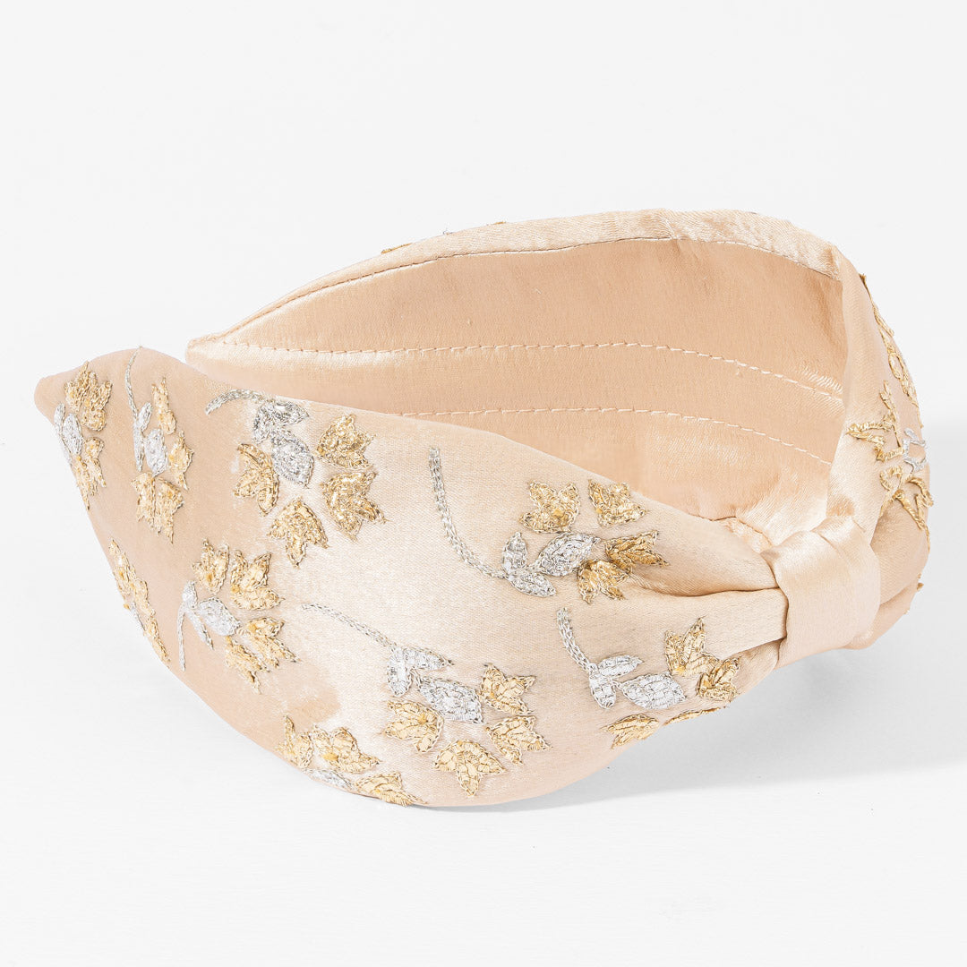 Blush Embroidered Knotted Headband