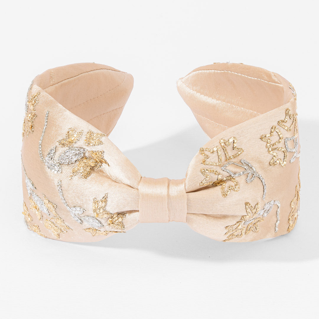 Blush Embroidered Knotted Headband