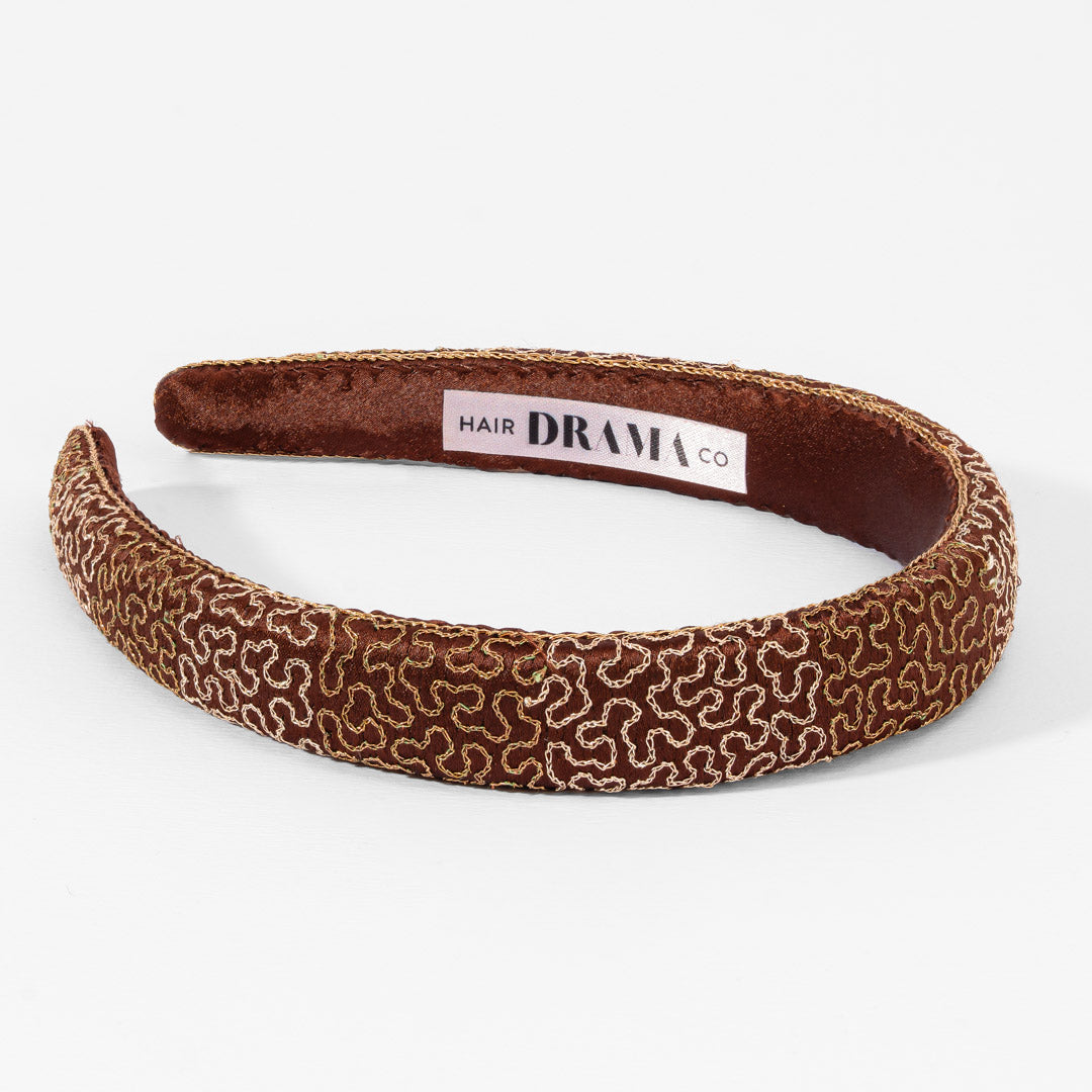 Embroidered Velvet Puff Hairband