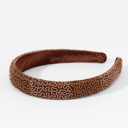 Embroidered Velvet Puff Hairband