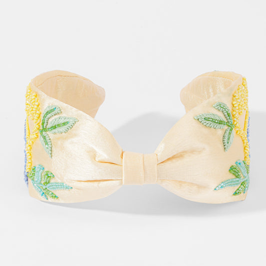 Fita de cabelo com nó em forma de folha de verão