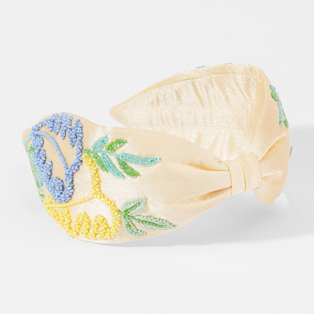 Fita de cabelo com nó em forma de folha de verão