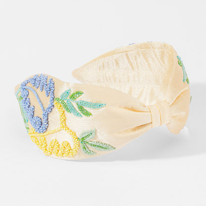 Fita de cabelo com nó em forma de folha de verão