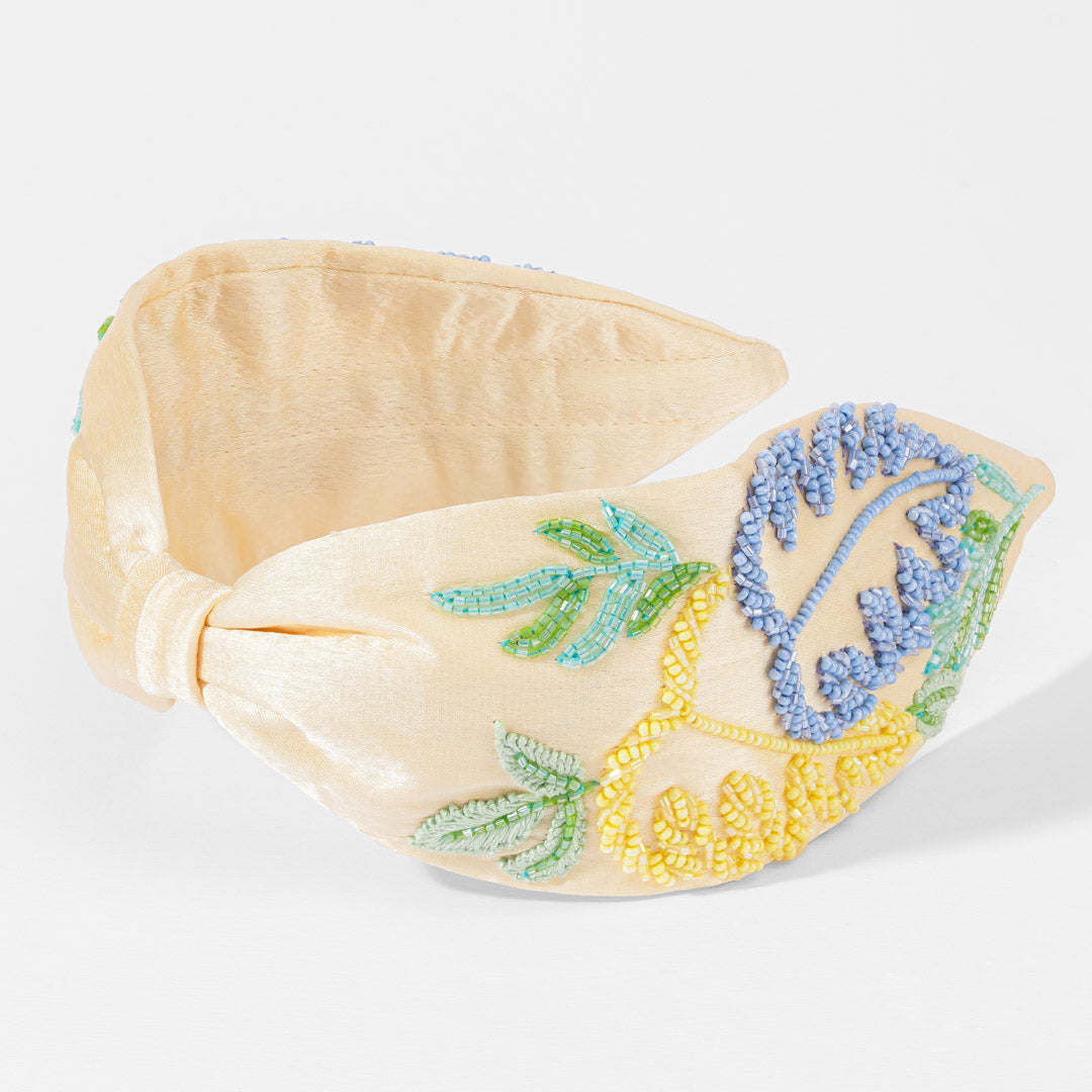 Fita de cabelo com nó em forma de folha de verão