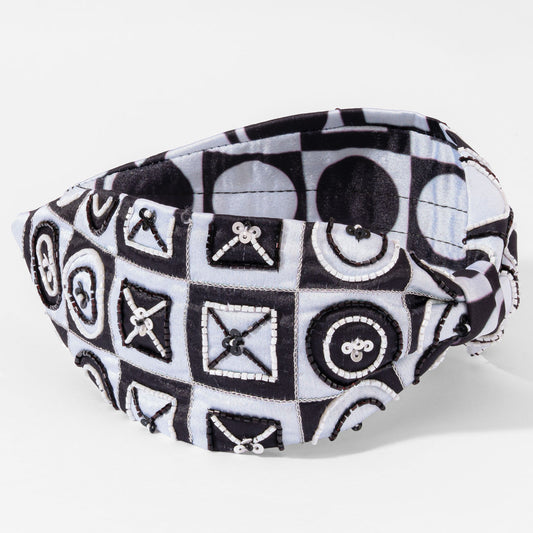 Mod Muse Knotted Headband - Black & White