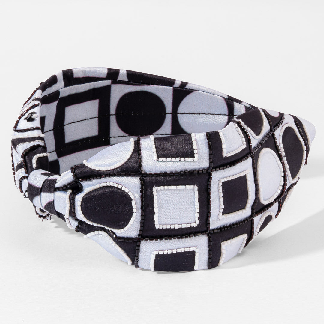 Monochrome Geometry Knotted Hairband