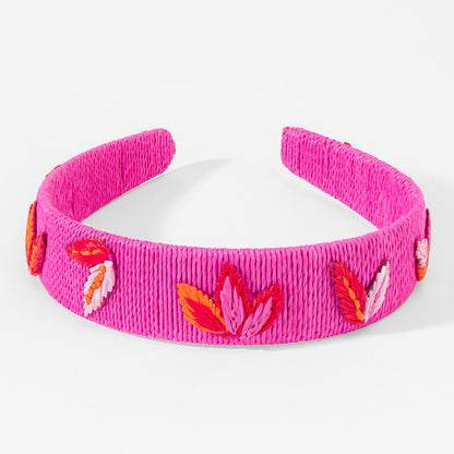 Leaf Motif Flat Hairband - Pink