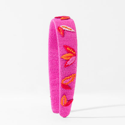 Leaf Motif Flat Hairband - Pink