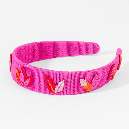 Leaf Motif Flat Hairband - Pink