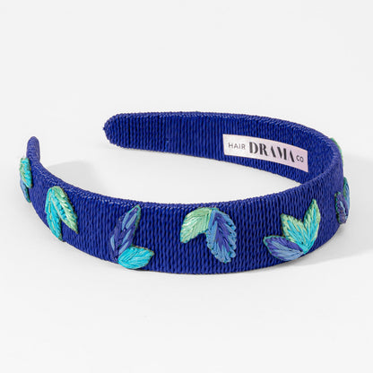 Leaf Motif Flat Hairband - Blue