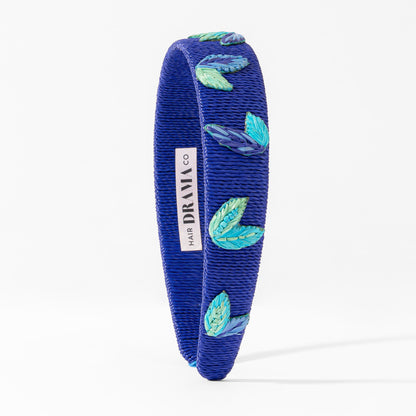 Leaf Motif Flat Hairband - Blue