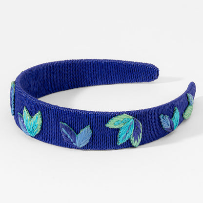 Leaf Motif Flat Hairband - Blue