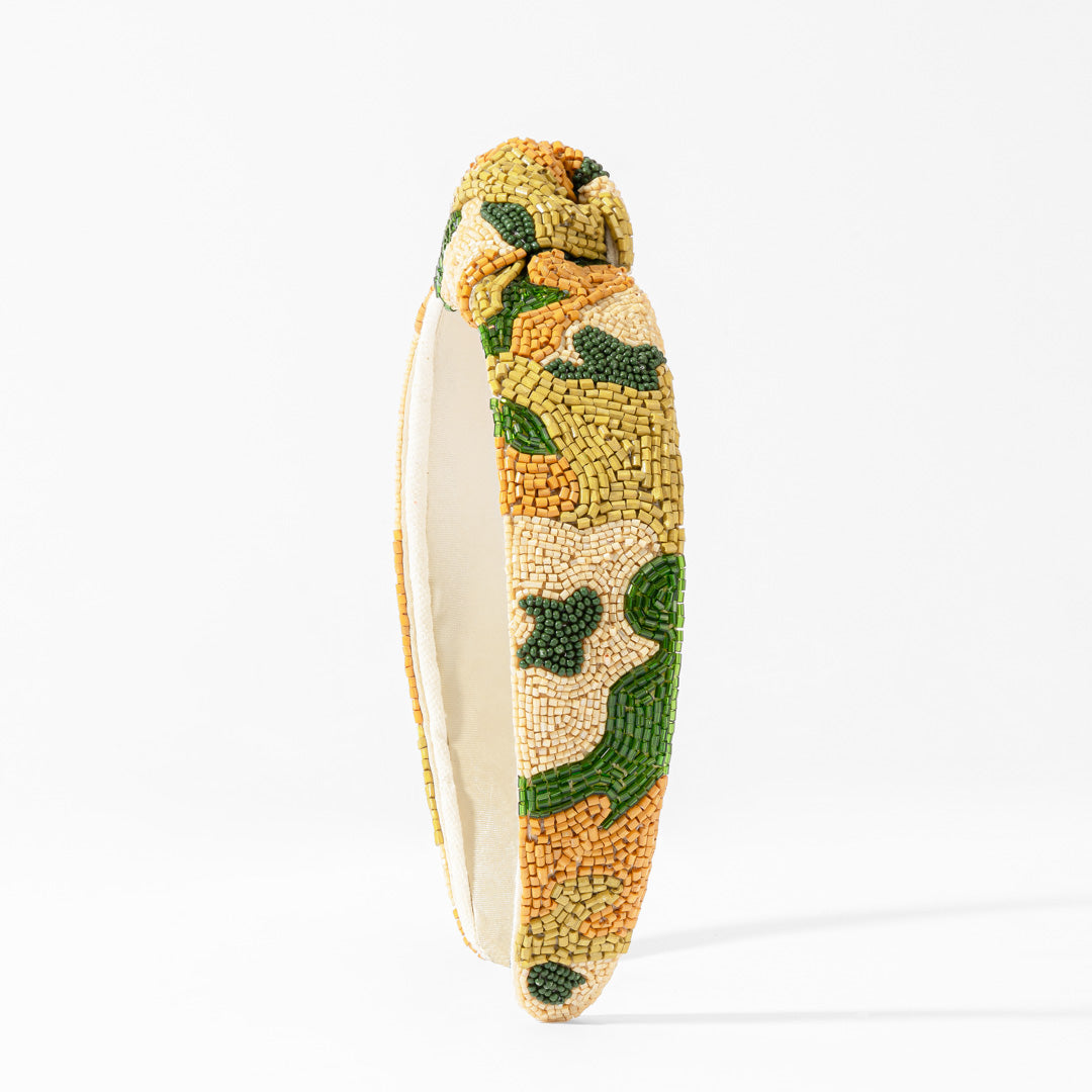 Faixa de cabeça bordada com missangas do Brasil