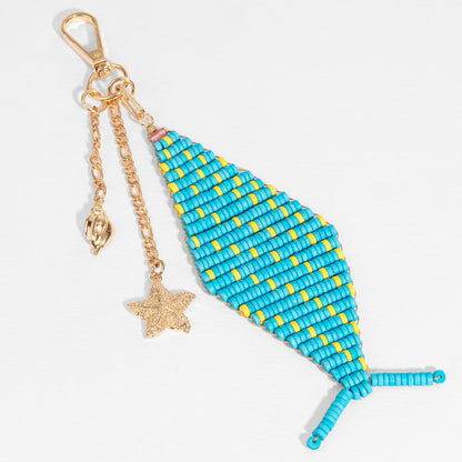 Turquoise  Beaded Bag Charm