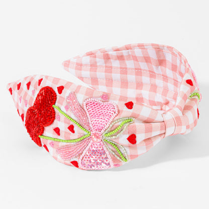 Gingham Cherry Knotted Headband