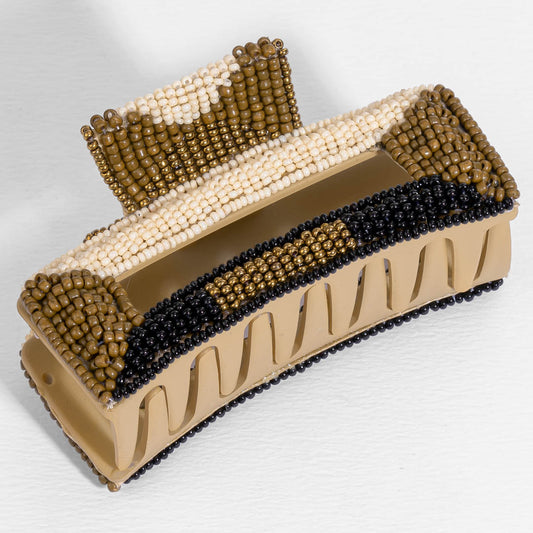 Beaded Claw Clip - Beige