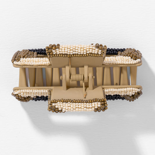 Beaded Claw Clip - Beige