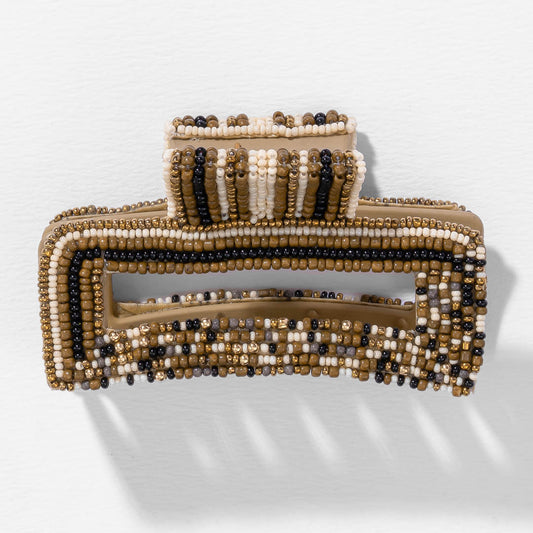 Beaded Claw Clip - Tan