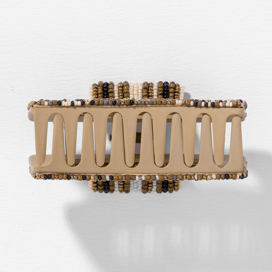 Beaded Claw Clip - Tan