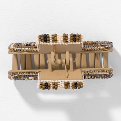 Beaded Claw Clip - Tan