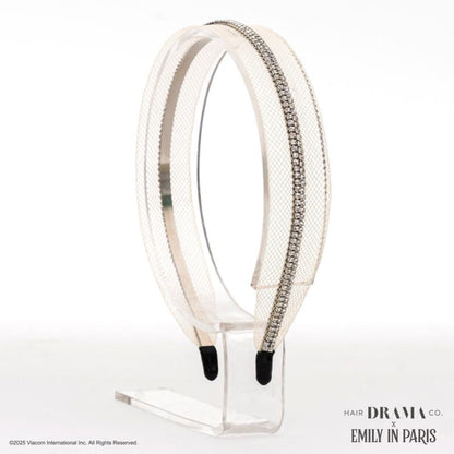 HDC x Emily in Paris Crystal Mesh Hair Band - Pastel Yellow