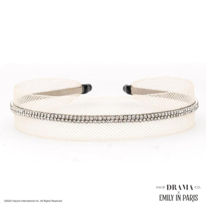 HDC x Emily in Paris Crystal Mesh Hair Band - Pastel Yellow