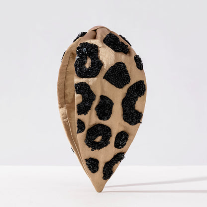 Lea Noir Embellished Knotted Hair Band