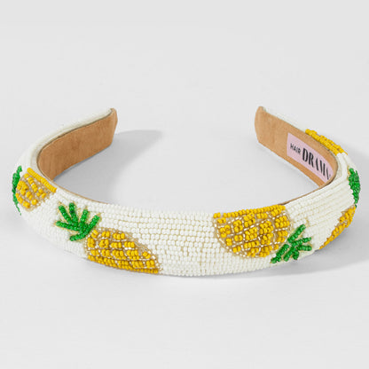 Pineapple Embroidered Hairband - Yellow