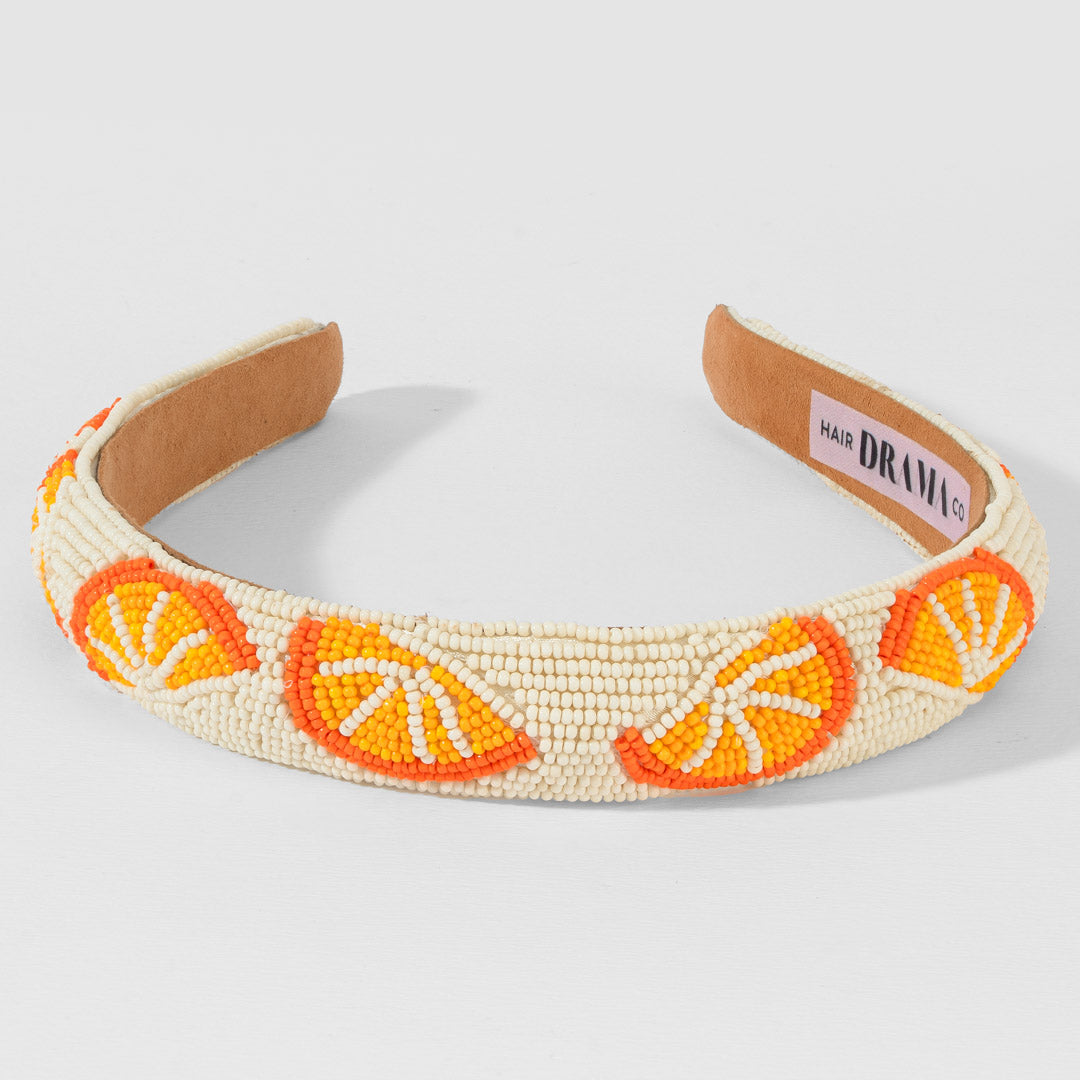 Orange Embroidered Hairband - Orange & Yellow