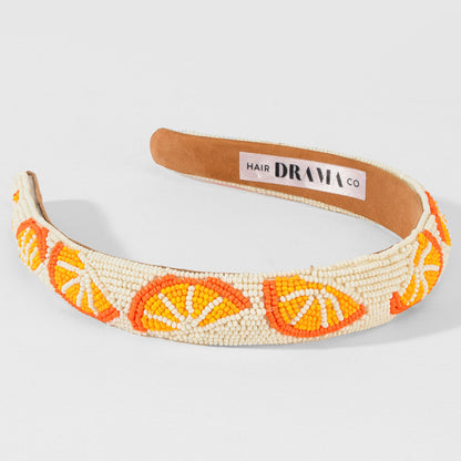 Orange Embroidered Hairband - Orange & Yellow