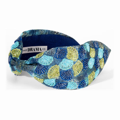 Azure Embellished Knotted Head Band