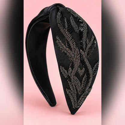 Black Fern Embellished Headband
