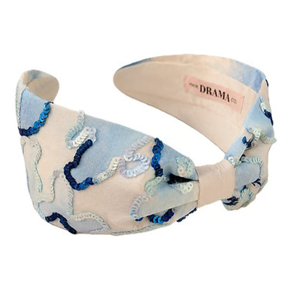 Blue Crush Embroidered Headband