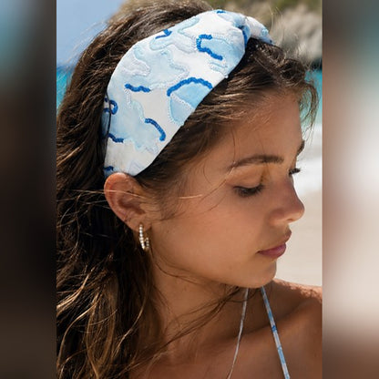 Blue Crush Embroidered Headband