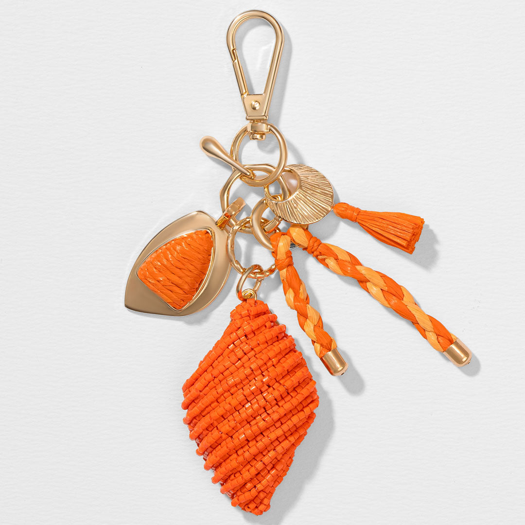 Pendente de bolsa em formato de coração bordado - Laranja