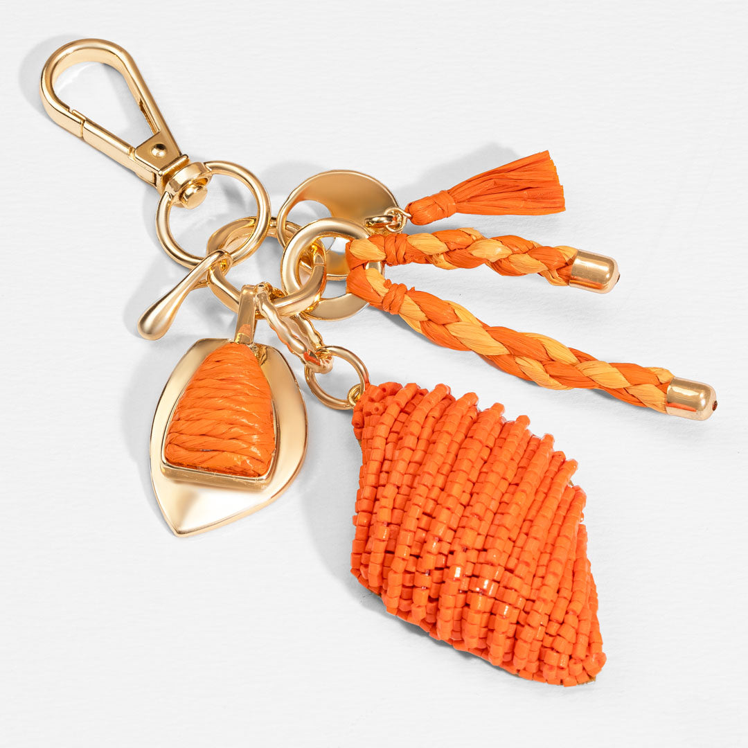 Pendente de bolsa em formato de coração bordado - Laranja