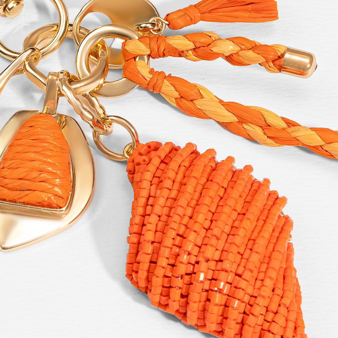 Pendente de bolsa em formato de coração bordado - Laranja