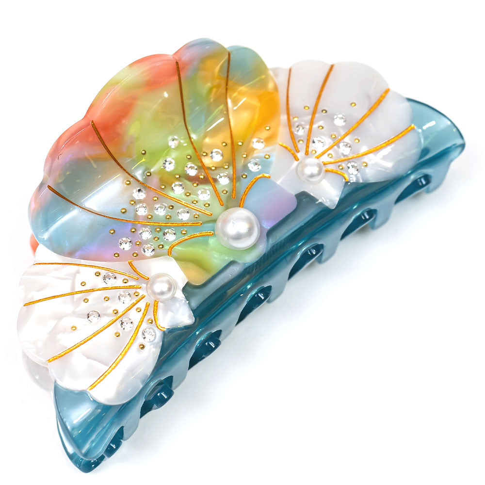 Shell Hair Claw Clip with Pearls & Crystals - Multi