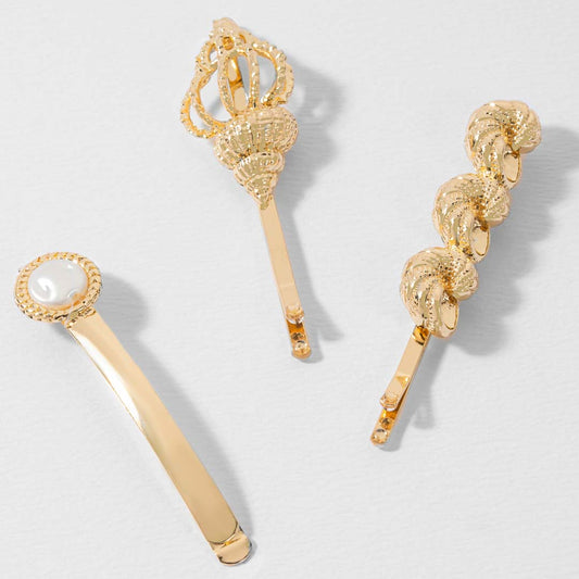 Presilhas de cabelo Selene - Conjunto de 3 - Douradas