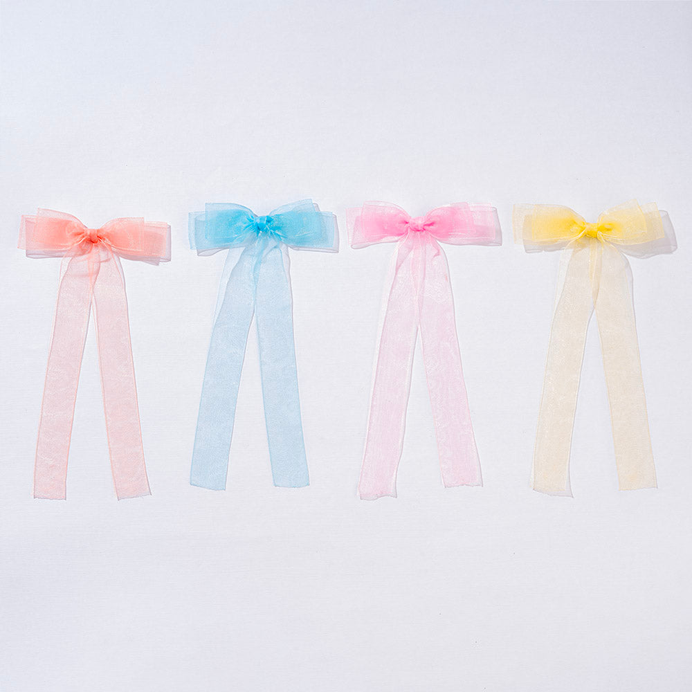 Multi Organza Ribbon Hair Bows - Set of 4